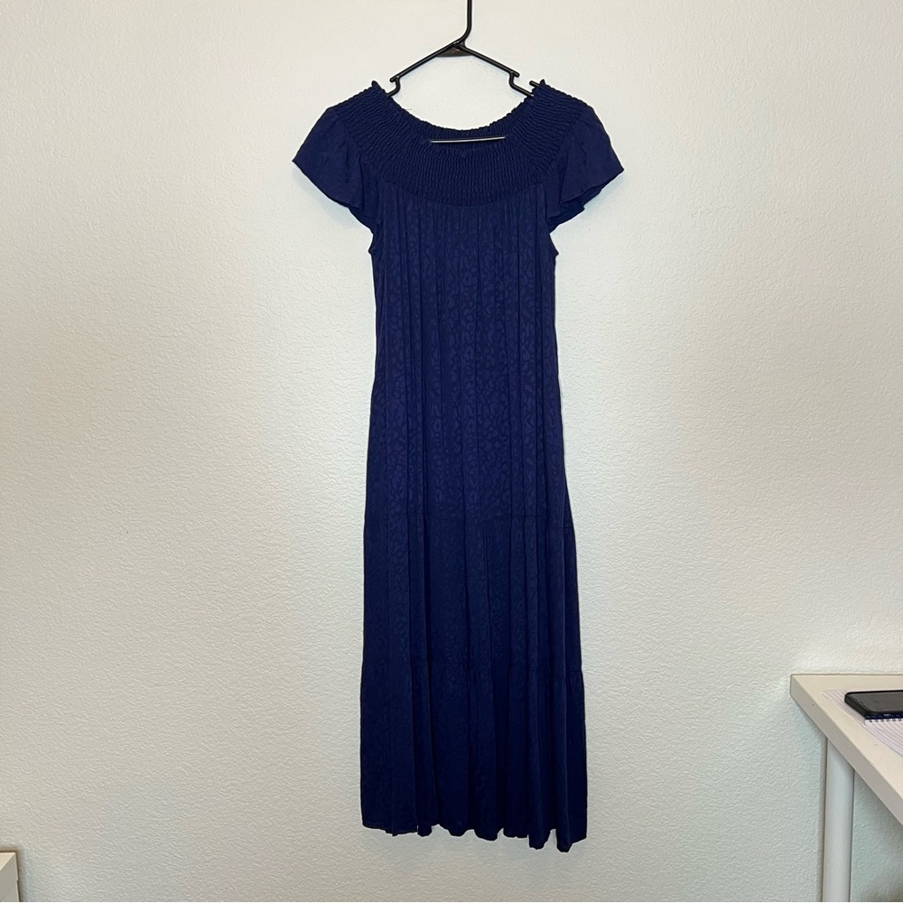 Tommy Bahama Blue Casual Short Sleeve Bateau Maxi Sundress